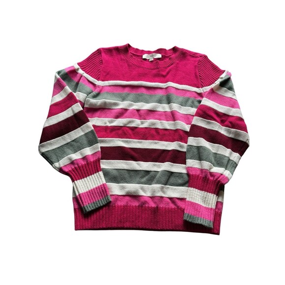 Loft Women’s Petite Striped Honeycomb Stitch Holiday Winter Sweater Size MP - Picture 1 of 7